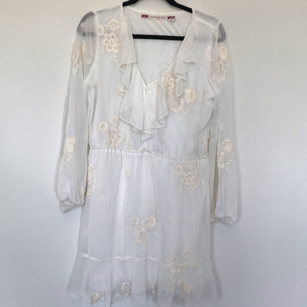 Chelsea & Violet Cream Embroidered Dress